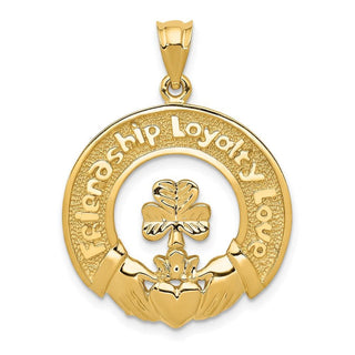 14k Yellow Gold Claddagh Leaf Pendant