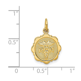 14k Yellow Gold RN Registered Nurse Disc Charm C1784