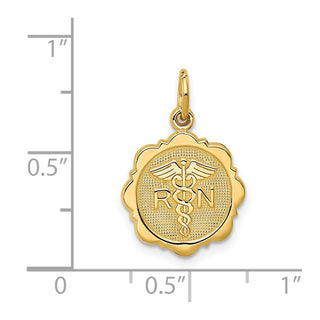 14k Yellow Gold RN Registered Nurse Disc Charm C1784