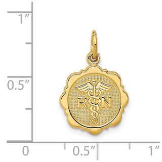 14k Yellow Gold RN Registered Nurse Disc Charm C1784