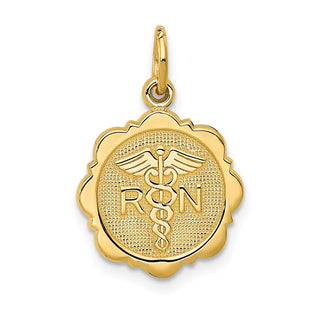 14k Yellow Gold RN Registered Nurse Disc Charm C1784