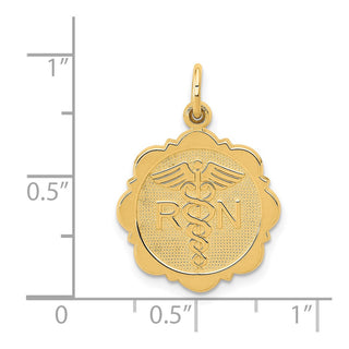 14k Yellow Gold RN Registered Nurse Disc Charm C1785