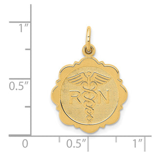 14k Yellow Gold RN Registered Nurse Disc Charm C1785