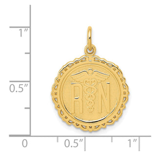 14k Yellow Gold RN Registered Nurse Disc Charm C1786
