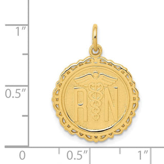 14k Yellow Gold RN Registered Nurse Disc Charm C1786