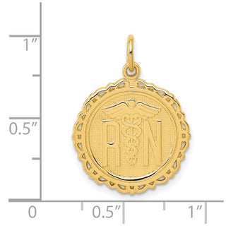 14k Yellow Gold RN Registered Nurse Disc Charm C1786