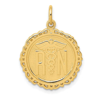 14k Yellow Gold RN Registered Nurse Disc Charm C1786