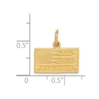 14k Yellow Gold God Bless America Flag Charm