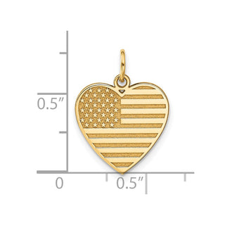 14k Yellow Gold Us Flag Heart Charm