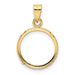 14k Yellow Gold Polished and Diamond-cut 14.0mm Prong Coin Bezel Pendant