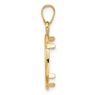 14k Yellow Gold Polished and Diamond-cut 15.0mm Prong Coin Bezel Pendant