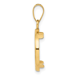14k Yellow Gold Polished and Diamond-cut 16.0mm Prong Coin Bezel Pendant