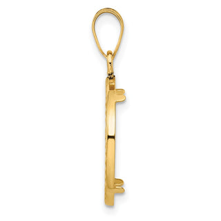 14k Yellow Gold Polished and Diamond-cut 17.8mm Prong Coin Bezel Pendant