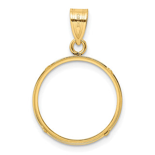 14k Yellow Gold Polished and Diamond-cut 18.0mm Prong Coin Bezel Pendant