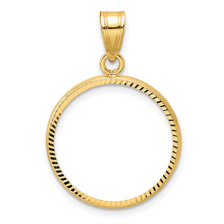 14k Yellow Gold Polished and Diamond-cut 19.0mm Prong Coin Bezel Pendant