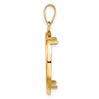 14k Polished and Diamond-cut 21.6mm Prong Coin Bezel Pendant - Fits US $5 Bald Eagle, US $5 Congressional, US $5 Liberty, and Other Coins