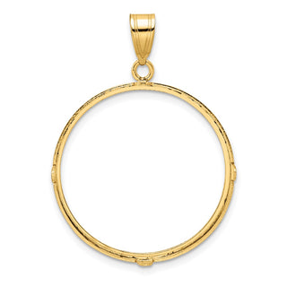 14k Yellow Gold 27mm Diamond-cut Prong Coin Bezel Pendant - Fits 1/2 oz American Eagle, US $10 Liberty, and Other Coins