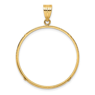 14k Yellow Gold Polished and Diamond-cut 32.0mm Prong Coin Bezel Pendant