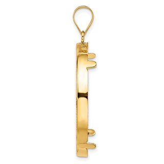 14k Yellow Gold 32.7mm Diamond-cut Prong Coin Bezel Pendant - Fits 1 oz American Eagle, 1 oz Krugerrand, and Other Coins