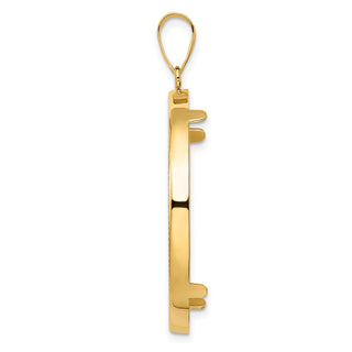 14k Yellow Gold Polished and Diamond-cut 34.2mm Prong Coin Bezel Pendant