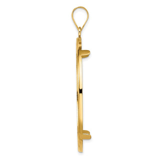 14k Yellow Gold Polished and Diamond-cut 38.1mm Prong Coin Bezel Pendant