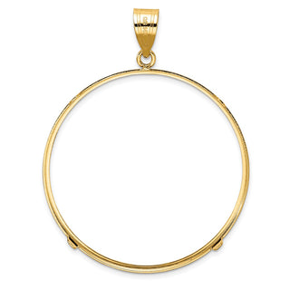 14k Yellow Gold Polished and Diamond-cut 38.1mm Prong Coin Bezel Pendant