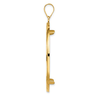 14k Yellow Gold Polished and Diamond-cut 39.5mm Prong Coin Bezel Pendant