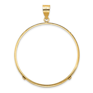 14k Yellow Gold Polished and Diamond-cut 39.5mm Prong Coin Bezel Pendant