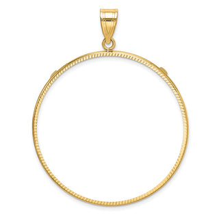 14k Yellow Gold Polished and Diamond-cut 39.5mm Prong Coin Bezel Pendant