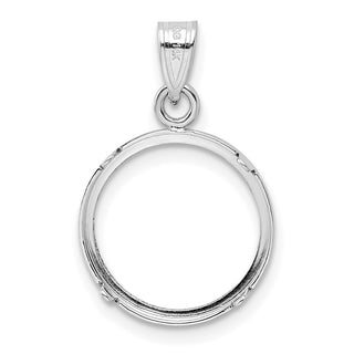 14k White Gold Diamond-cut Prong 14.0mm Coin Bezel Pendant - Fits 1/20 oz Maple Leaf and Other Coins