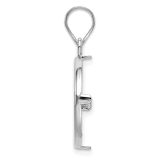 14k White Gold Polished and Diamond-cut 16.5mm Prong Coin Bezel Pendant