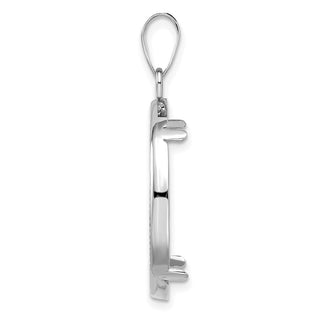 14k White Gold Polished and Diamond-cut 22.0mm Prong Coin Bezel Pendant - Fits 1/4 oz American Eagle and Other Coins