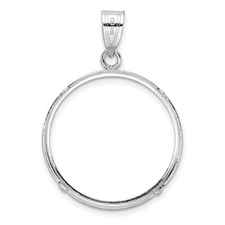 14k White Gold Polished and Diamond-cut 22.0mm Prong Coin Bezel Pendant - Fits 1/4 oz American Eagle and Other Coins