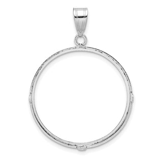 14k White Gold Polished and Diamond-cut 27.0mm Prong Coin Bezel Pendant