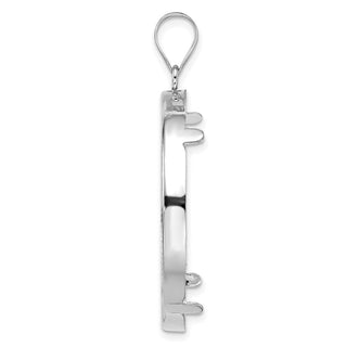 14k White Gold Polished and Diamond-cut 32.7mm Prong Coin Bezel Pendant