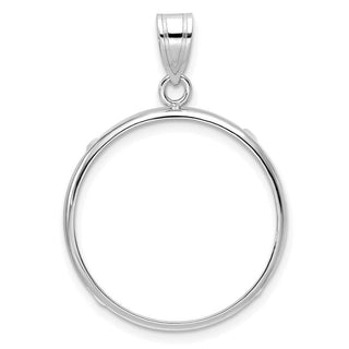 14k White Gold Polished Prong 22.0mm Coin Bezel Pendant - Fits 1/4 oz American Eagle and Other Coins