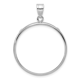 14k White Gold Polished Prong 27.0mm Coin Bezel Pendant - Fits 1/2 oz American Eagle, US $10 Liberty, and Other Coins