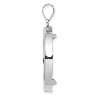 14k White Gold Polished 30.0mm Prong Coin Bezel Pendant