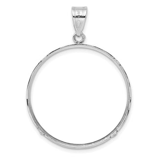 14k White Gold Polished 30.0mm Prong Coin Bezel Pendant
