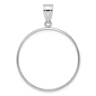 14k White Gold Polished 30.0mm Prong Coin Bezel Pendant