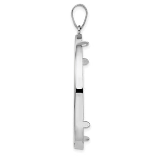 14k White Gold Polished 38.1mm Prong Coin Bezel Pendant