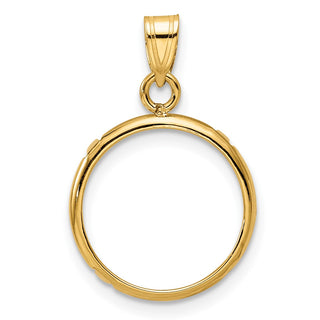 14k Yellow Gold 13mm Polished Prong Coin Bezel Pendant - Fits 2 Pesos and US $1