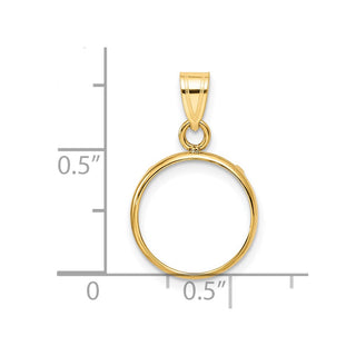 14k Yellow Gold 13mm Polished Prong Coin Bezel Pendant - Fits 2 Pesos and US $1