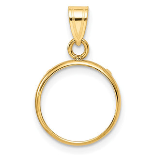 14k Yellow Gold 13mm Polished Prong Coin Bezel Pendant - Fits 2 Pesos and US $1