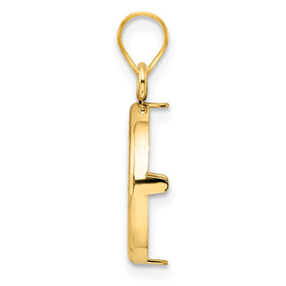 14k Yellow Gold 14mm Polished Prong Coin Bezel Pendant - Fits 1/20 oz Maple Leaf and Other Coins