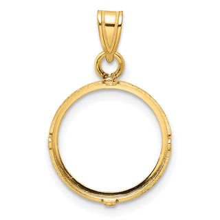 14k Yellow Gold 14mm Polished Prong Coin Bezel Pendant - Fits 1/20 oz Maple Leaf and Other Coins