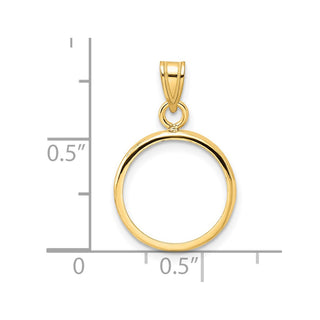14k Yellow Gold 14mm Polished Prong Coin Bezel Pendant - Fits 1/20 oz Maple Leaf and Other Coins