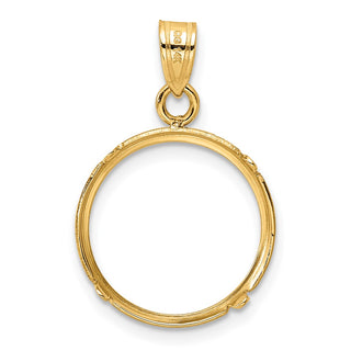 14k Yellow Gold 15mm Polished Prong Coin Bezel Pendant - Fits US $1 Type 2