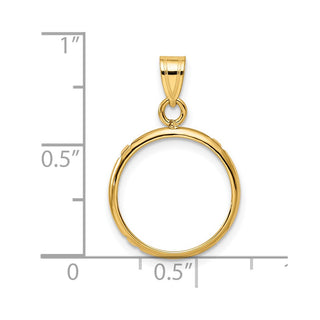 14k Yellow Gold 15mm Polished Prong Coin Bezel Pendant - Fits US $1 Type 2