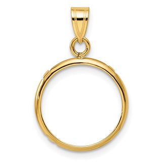 14k Yellow Gold 15mm Polished Prong Coin Bezel Pendant - Fits US $1 Type 2